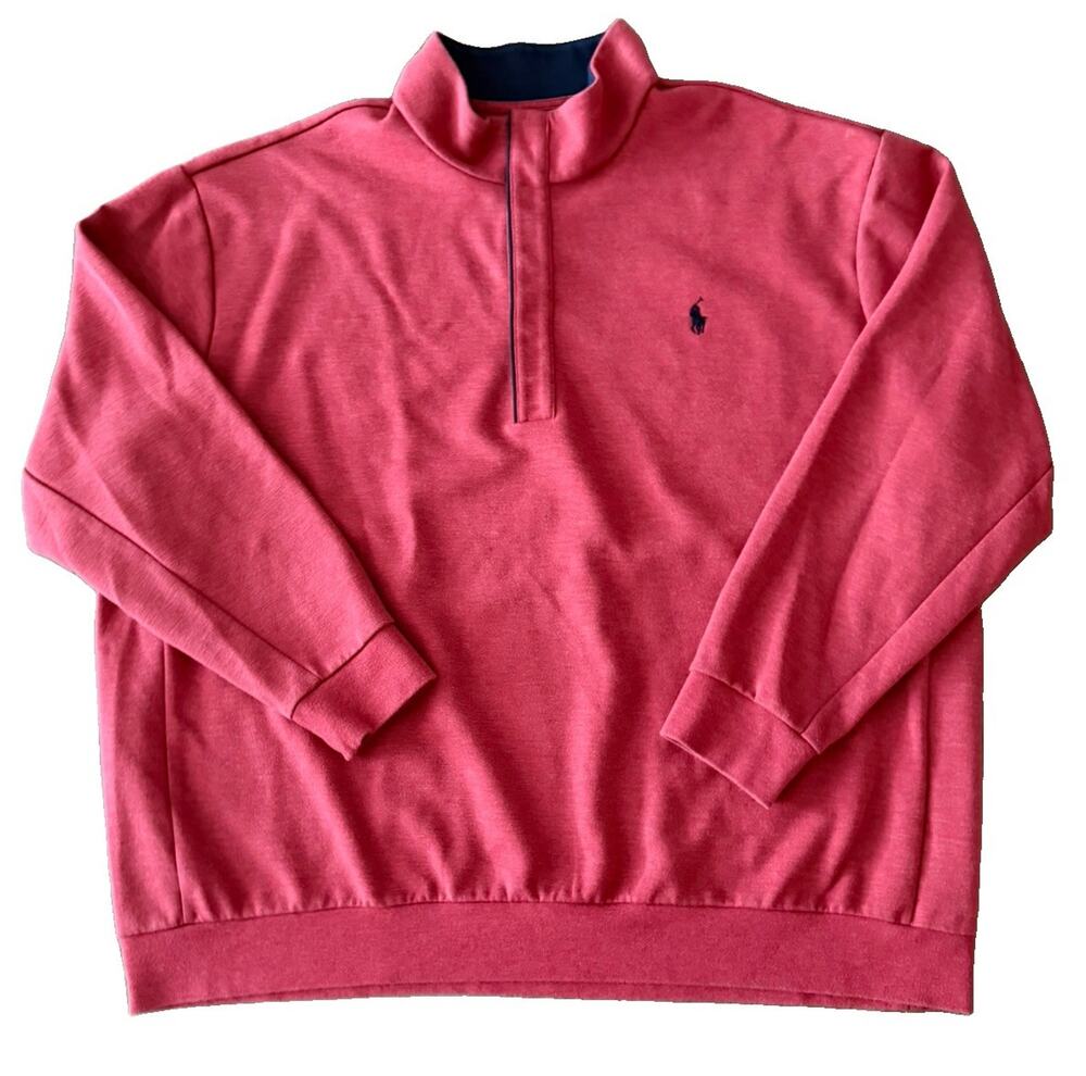 Polo Ralph Lauren Mens XXL Salmon 1/4 Button Down Pullover Jumper Preppy Casual